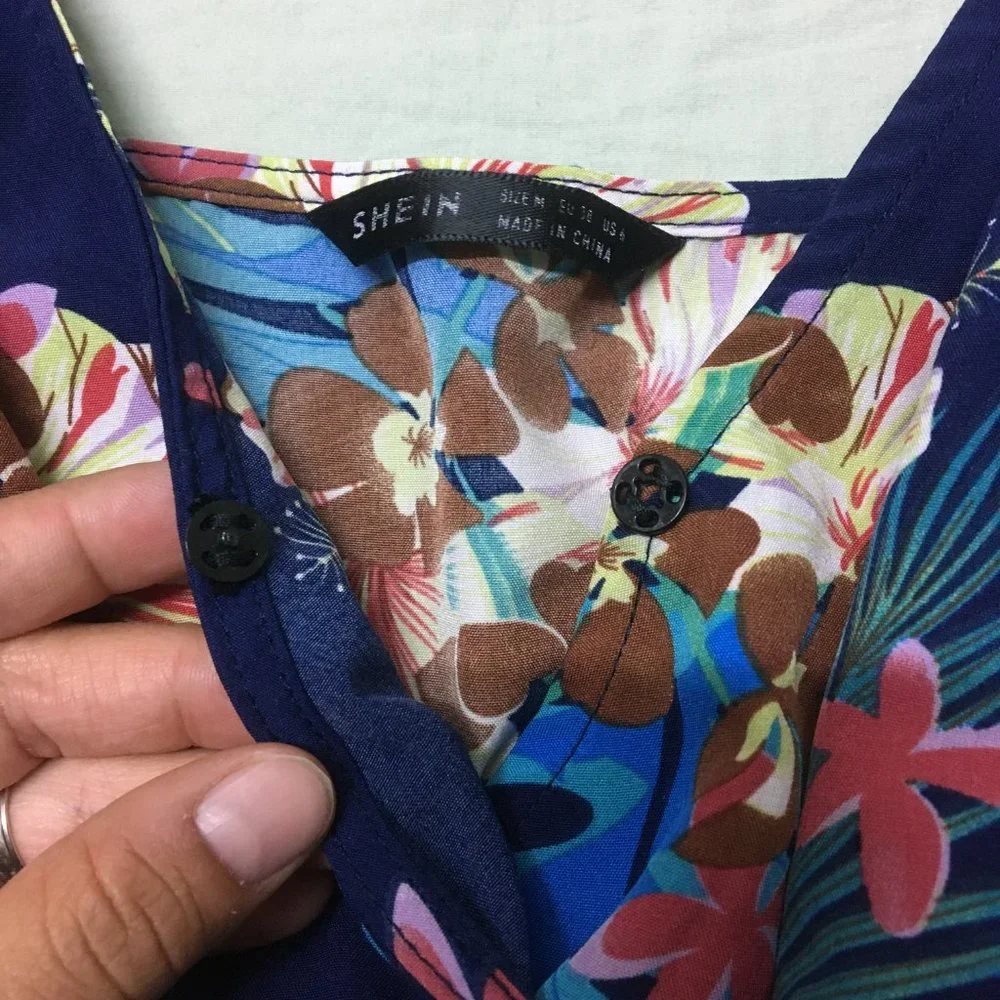 Jumper with blue tropical pattern - Picture 7 of 9